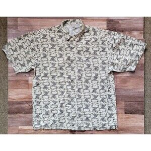 VTG Y2K No Fear Short Sleeve Button Up Cotton Shirt Dragon Print Size XL 1990’s